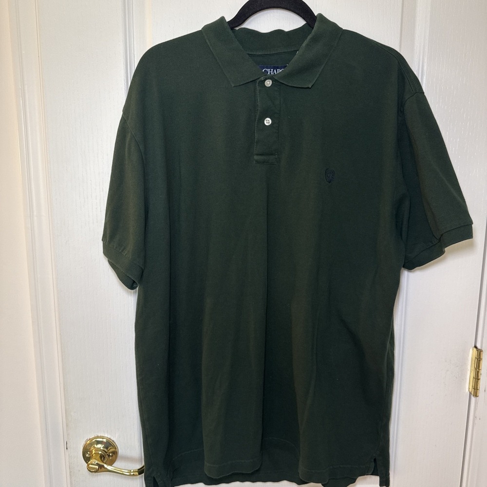 Chaps Mens XXL Polo Shirt Short Sleeve Forest Green Embroidered Logo Casual